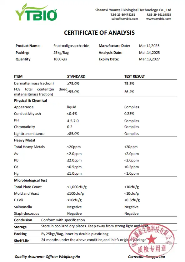 Bulk Fructooligosaccharides (FOS)