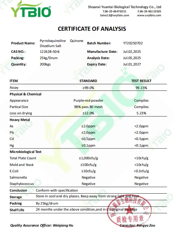 Pyrroloquinoline Quinone Disodium Powder