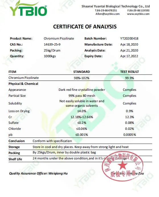 Chromium Picolinate Bulk Powder Chromium Picolinate Bulk Powder