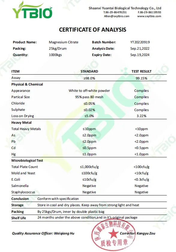 Magnesium citrate powder bulk