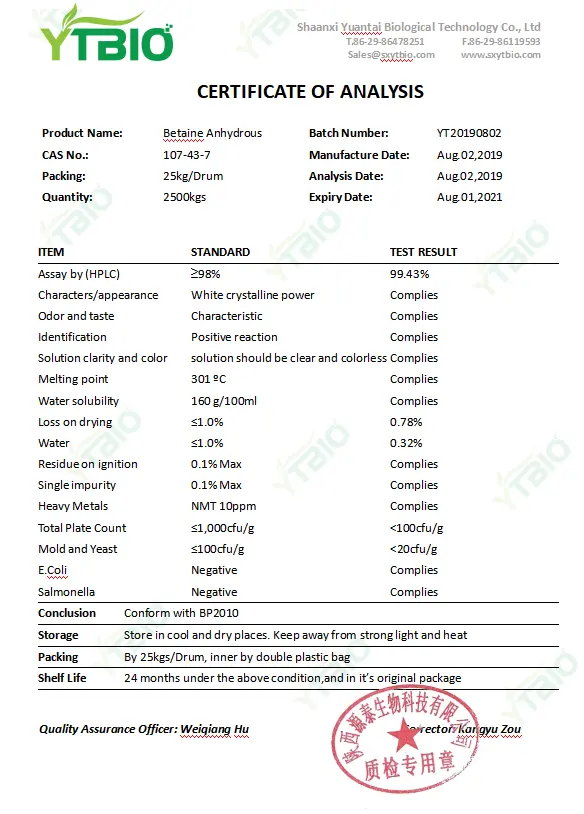 Betaine Anhydrous Powder Betaine Anhydrous Powder