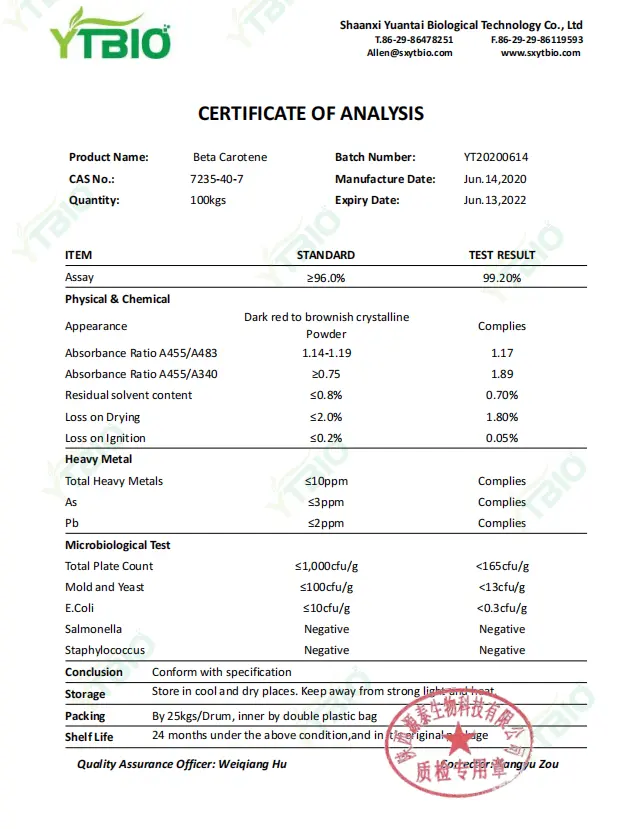 Bulk Beta Carotene Powder Bulk Beta Carotene Powder