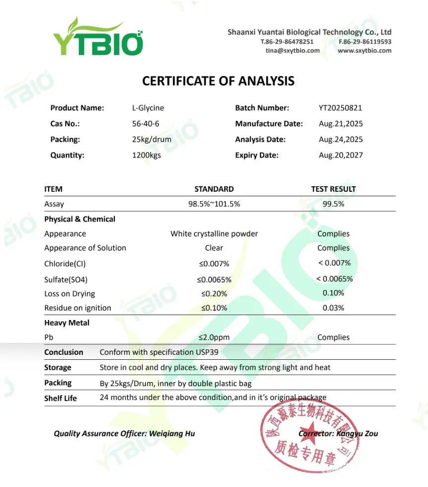 Bulk Glycine Powder Bulk Glycine Powder