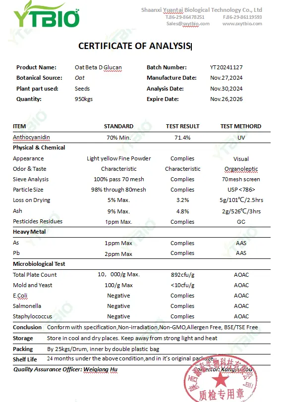 Oat Beta Glucan 70% Extract-Food and Health