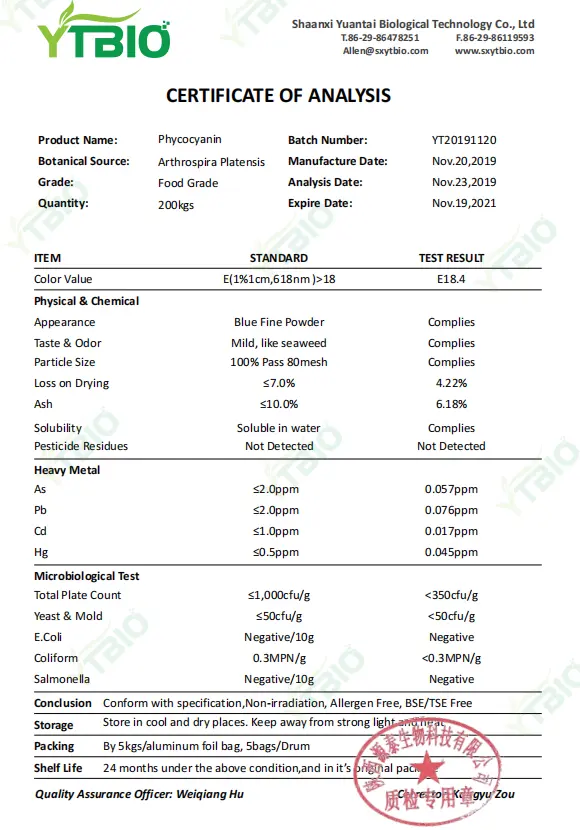 Organic Phycocyanin Organic Phycocyanin