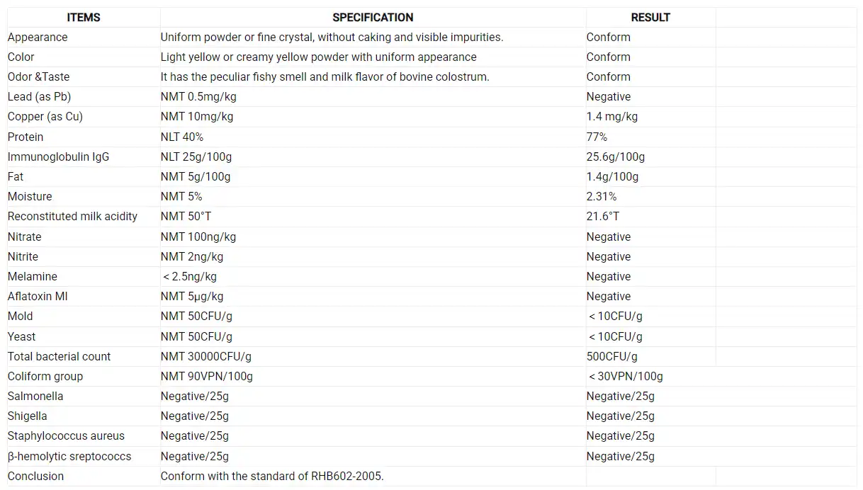 Pure Bovine Colostrum Powder Pure Bovine Colostrum Powder