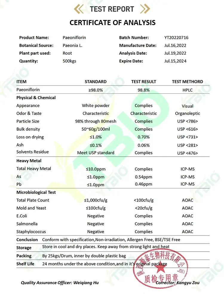 Bulk Paeoniflorin Powder Bulk Paeoniflorin Powder