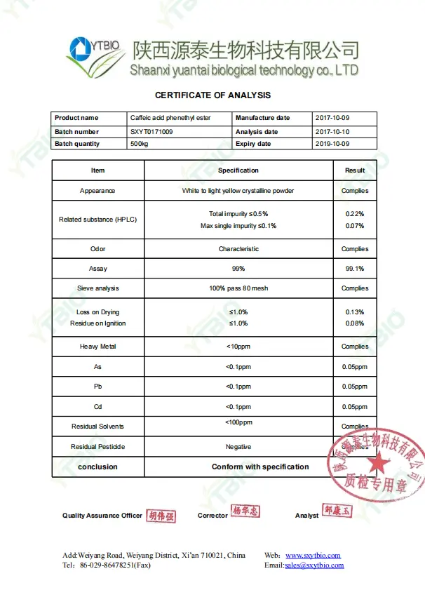 Caffeic Acid Phenethyl Ester powder Caffeic Acid Phenethyl Ester powder