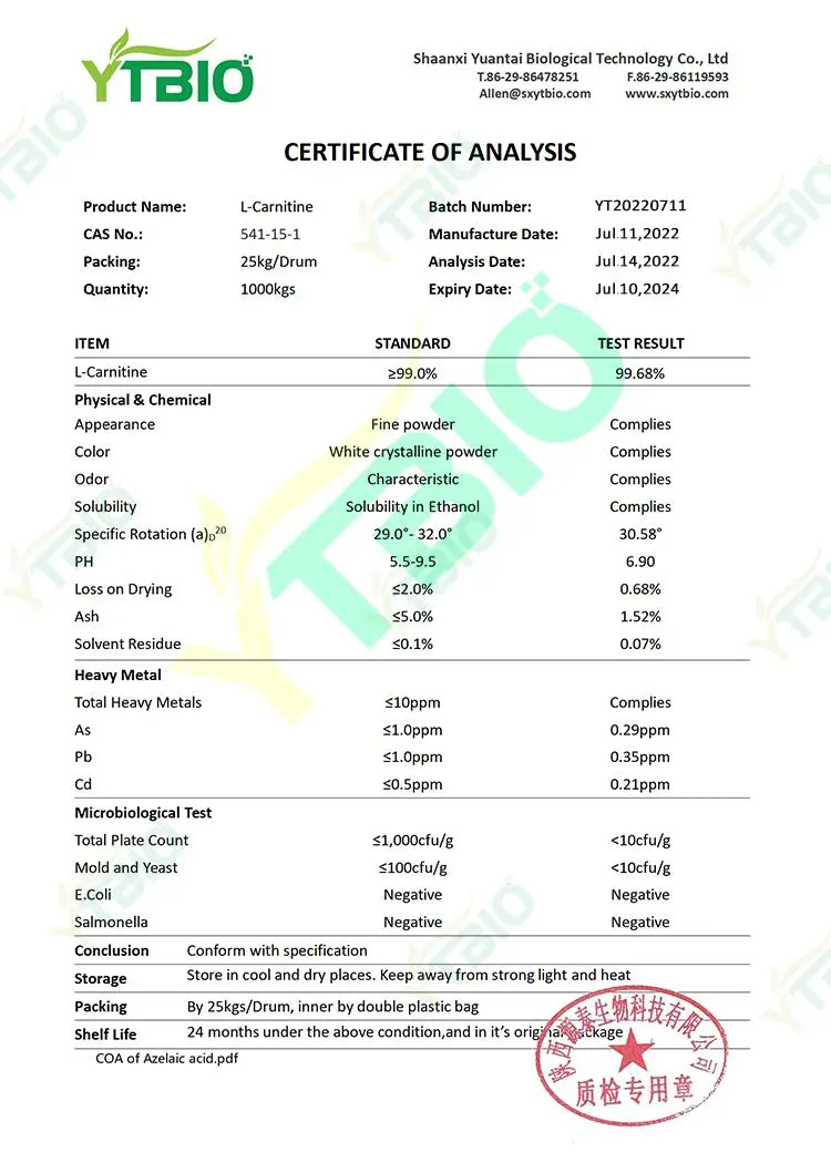 L-carnitine Powder Bulk L-carnitine Powder Bulk