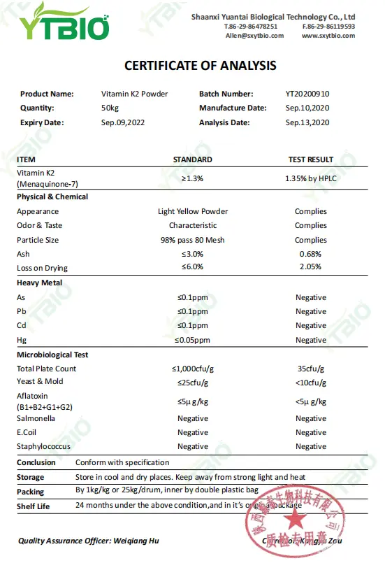 Vitamin K2 Bulk Vitamin K2 Bulk