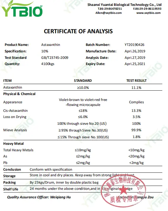 Pure Astaxanthin Powder  Pure Astaxanthin Powder
