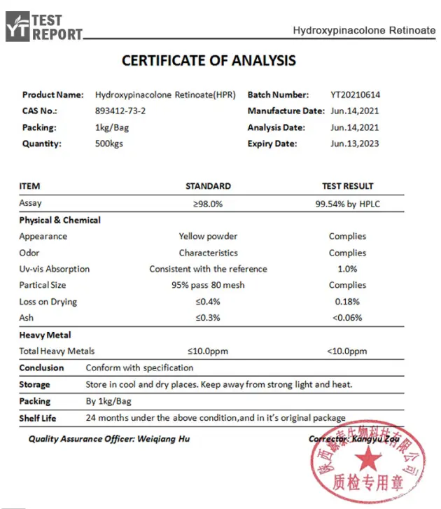 HPR Hydroxypinacolone Retinoate HPR Hydroxypinacolone Retinoate