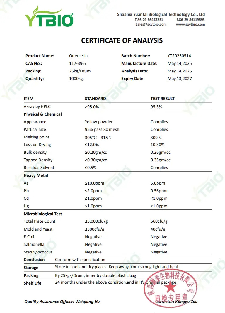Quercetin Dihydrate Powder Quercetin Dihydrate Powder