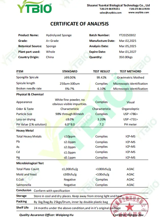 Hydrolyzed Sponge Spicules Hydrolyzed Sponge Spicules