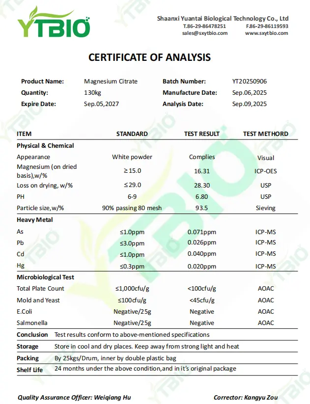 Magnesium Citrate Powder Bulk